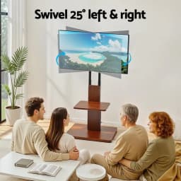 Universal Wood TV Stand Swivel Height Adjustable Tray for 32 to 70 Inch TVs