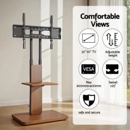 Universal Wood TV Stand Swivel Height Adjustable Tray for 32 to 70 Inch TVs