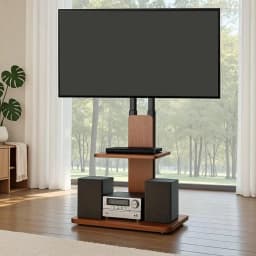 Universal Wood TV Stand Swivel Height Adjustable Tray for 32 to 70 Inch TVs