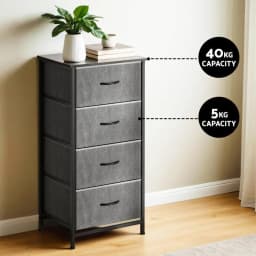 Tall Grey 4 Drawer Storage Chest Bedroom Dresser Modern Wooden Tallboy Cabinet