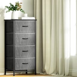 Tall Grey 4 Drawer Storage Chest Bedroom Dresser Modern Wooden Tallboy Cabinet