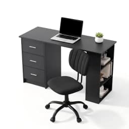 120cm Computer Desk with 3 Drawers and Open Shelves Ergonomic Armless Office Chair with Wheels Height Adjustable for home Office Study