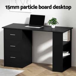 120cm Computer Desk with 3 Drawers and Open Shelves Ergonomic Armless Office Chair with Wheels Height Adjustable for home Office Study