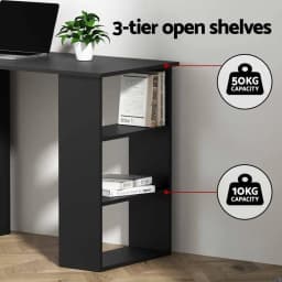 120cm Computer Desk with 3 Drawers and Open Shelves Ergonomic Armless Office Chair with Wheels Height Adjustable for home Office Study