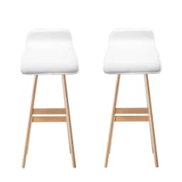 2 Pack Wooden Bar Stools White Counter Height Kitchen Seating Modern Solid Wood Stools