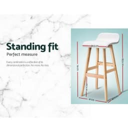 2 Pack Wooden Bar Stools White Counter Height Kitchen Seating Modern Solid Wood Stools