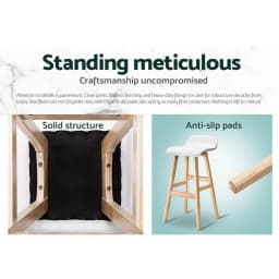 2 Pack Wooden Bar Stools White Counter Height Kitchen Seating Modern Solid Wood Stools