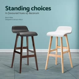 2 Pack Wooden Bar Stools White Counter Height Kitchen Seating Modern Solid Wood Stools