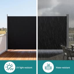 Retractable Side Awning Outdoor Sun Shade Privacy Screen 1.8x3M Black Patio Wind Blocker
