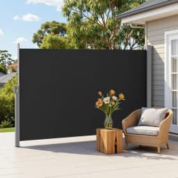 Retractable Side Awning Outdoor Sun Shade Privacy Screen 1.8x3M Black Patio Wind Blocker