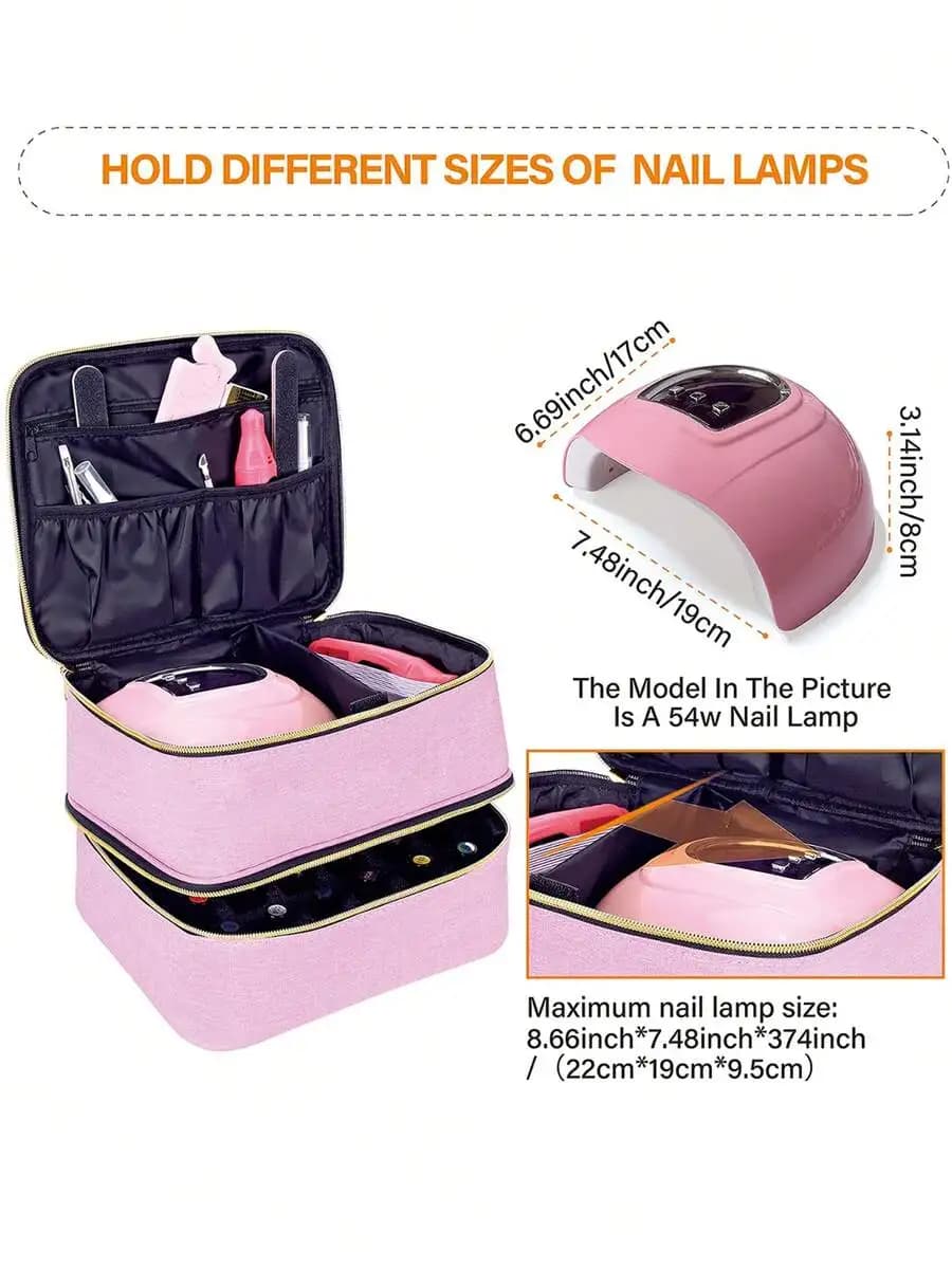 30-Bottle Nail Polish Storage Box With Tool Organizer Bag And Adjustable Dividers, Dual-Layer Design, Cosmetic Makeup Bag For