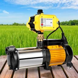 2000W 4 Stage Garden Water Pump High Pressure Irrigation Booster Pump Automatic Multi Stage External Sprinkler Pump for rainwater Tank Transfer Home Farm Lawn Yellow