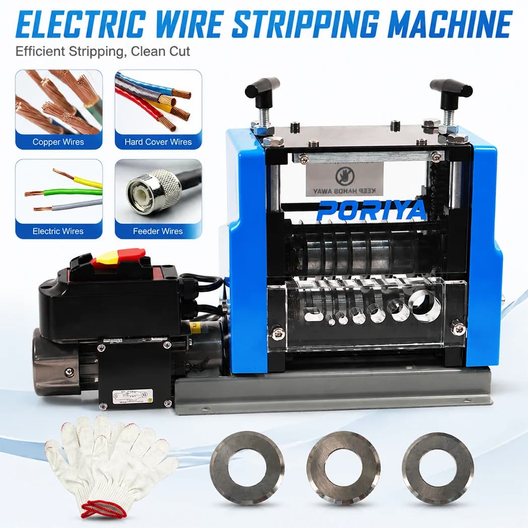 PORIYA Electric Wire Stripping Machine Copper Cable Stripper 1.5-25mm 60W W/3 Blades