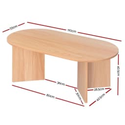 Oval Pine Coffee Table 110CM Modern Wooden Living Room Center Table Alva Style
