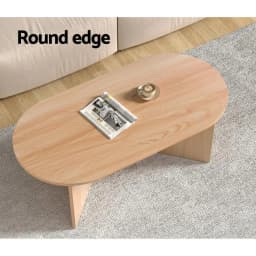 Oval Pine Coffee Table 110CM Modern Wooden Living Room Center Table Alva Style