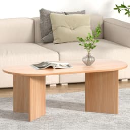 Oval Pine Coffee Table 110CM Modern Wooden Living Room Center Table Alva Style