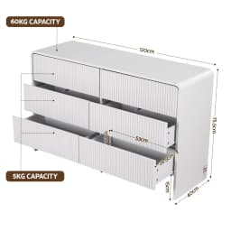 6 Drawer Chest Dresser Cabinet Beige Wooden Storage Organizer for Bedroom Living Room Modern Freestanding Furniture