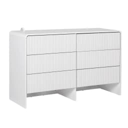 6 Drawer Chest Dresser Cabinet Beige Wooden Storage Organizer for Bedroom Living Room Modern Freestanding Furniture