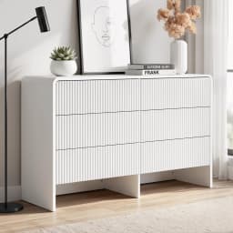 6 Drawer Chest Dresser Cabinet Beige Wooden Storage Organizer for Bedroom Living Room Modern Freestanding Furniture