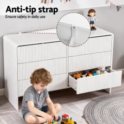 6 Drawer Chest Dresser Cabinet Beige Wooden Storage Organizer for Bedroom Living Room Modern Freestanding Furniture