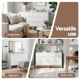 6 Drawer Chest Dresser Cabinet Beige Wooden Storage Organizer for Bedroom Living Room Modern Freestanding Furniture