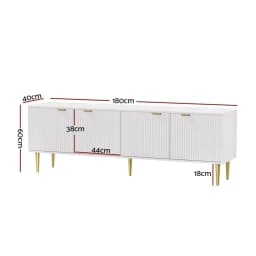 White TV Cabinet Entertainment Unit Storage Stand 180CM Modern Living Room Furniture