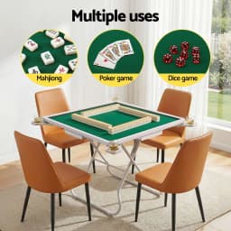 Foldable Mahjong Table for home 4 Drawers Cup Holders Green Portable Game Table