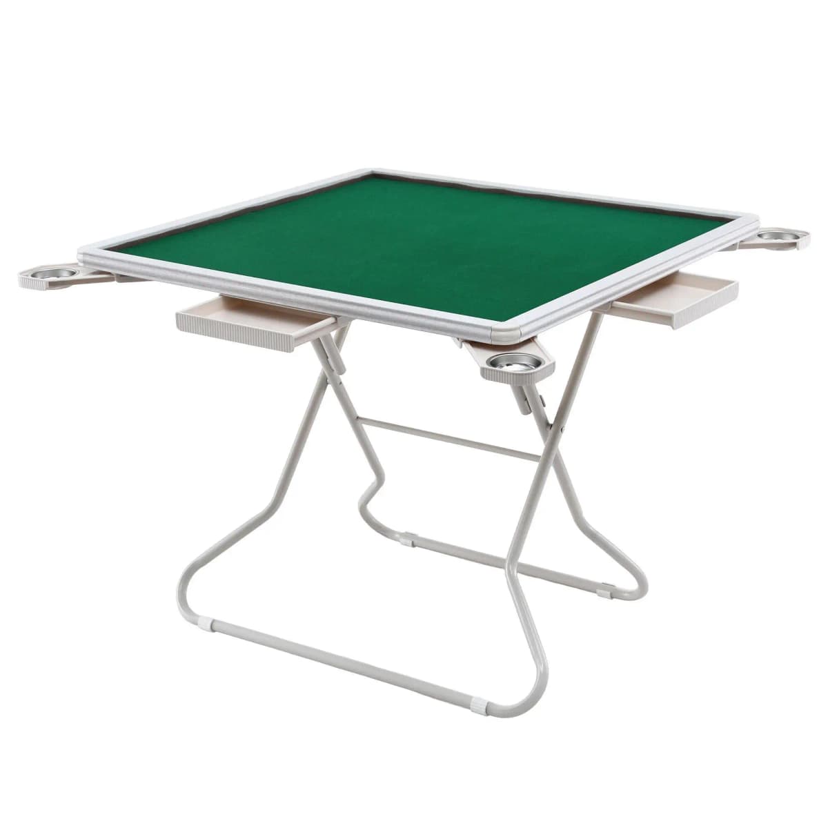 Foldable Mahjong Table for home 4 Drawers Cup Holders Green Portable Game Table
