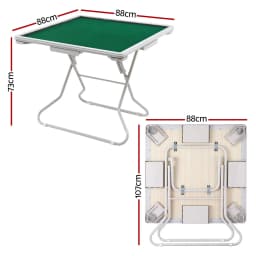 Foldable Mahjong Table for home 4 Drawers Cup Holders Green Portable Game Table