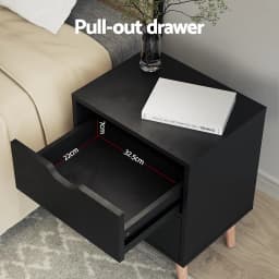 Double Bed Frame and Bedside Table Set Boucle Beige with Black Headboard and Nightstand Modern Upholstered Bedroom Furniture Set
