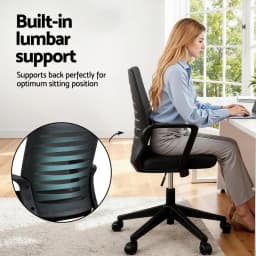 Ergonomic Mesh Office Chair with Lumbar Support Height Adjustable Swivel Mid Back Desk Chair for home Office Study Black