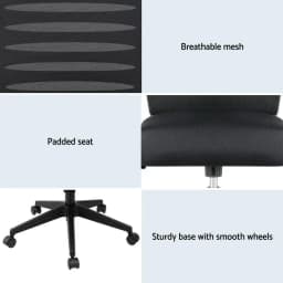 Ergonomic Mesh Office Chair with Lumbar Support Height Adjustable Swivel Mid Back Desk Chair for home Office Study Black
