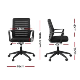 Ergonomic Mesh Office Chair with Lumbar Support Height Adjustable Swivel Mid Back Desk Chair for home Office Study Black