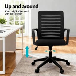 Ergonomic Mesh Office Chair with Lumbar Support Height Adjustable Swivel Mid Back Desk Chair for home Office Study Black
