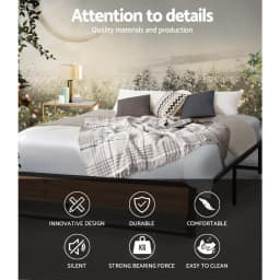 Queen Metal Bed Frame Durable Bed Base Oslo Style Modern Platform Support Frame