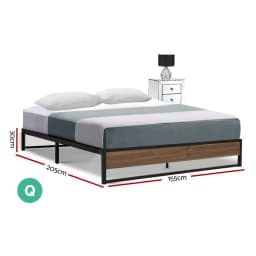 Queen Metal Bed Frame Durable Bed Base Oslo Style Modern Platform Support Frame