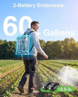 TaskStar Electric Sprayer 16L High Capacity Agricultural Pesticide Spray Tool 100 Pressure Knapsack Sprayer with 2 2000mAh Rechargeable Batteries & 6 Nozzles