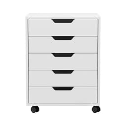 5 Drawer Mobile Filing Cabinet Rolling Storage Chest White Office Storage Cabinet