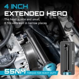 SEESII 3/8" Cordless Electric Wrench 55Nm 6'' Extended Ratchet Wrench 12V Rechargeable Angle Wrench Car Repair Tools with 2pcs Batteries