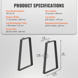 VEVOR 16inch Trapezoid Steel Table Legs Replacement Furniture Legs Set of 2 for DIY Coffee Tables Desks Bench Night Stands Sofa