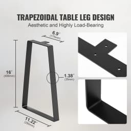 VEVOR 16inch Trapezoid Steel Table Legs Replacement Furniture Legs Set of 2 for DIY Coffee Tables Desks Bench Night Stands Sofa