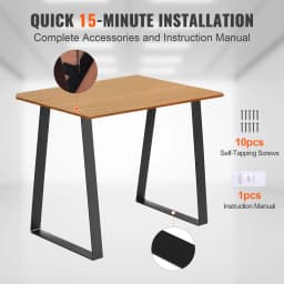 VEVOR 16inch Trapezoid Steel Table Legs Replacement Furniture Legs Set of 2 for DIY Coffee Tables Desks Bench Night Stands Sofa