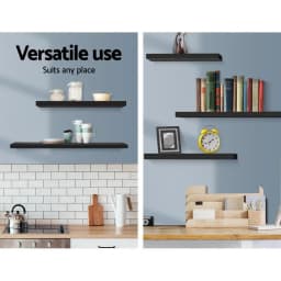 Floating Wall Shelf Set of 3 Black Modern Minimalist Storage Display Shelves for Living Room Bedroom Bathroom Kitchen Decor