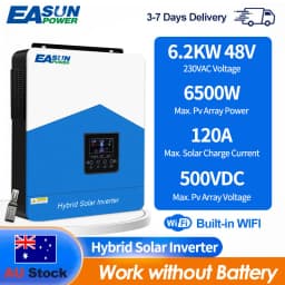 EASUN POWER 6.2KW 48V Off Grid Hybrid Solar Inverter Pure Sine Wave Built-in 120A MPPT Solar Charge Controller PV 60V-500VDC Home Solar Power System Suitable for Australian Homes Shipped from Australia Local Warehouse