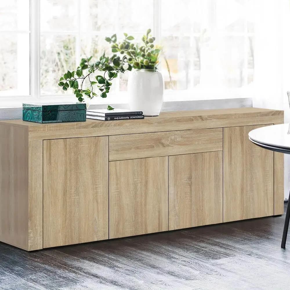 Modern Oak Buffet Sideboard Storage Cabinet with Doors and Shelves for Dining Room Living Room and Kitchen