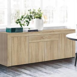 Modern Oak Buffet Sideboard Storage Cabinet with Doors and Shelves for Dining Room Living Room and Kitchen