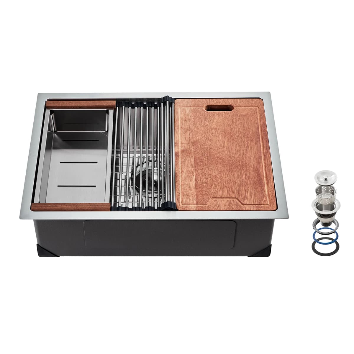 VEVOR Kitchen Sink Workstation Stainless Steel Sinks ingle Bowl Basin with Ledge & Accessories Household Dishwasher for RV
