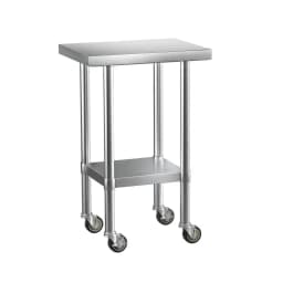 Stainless Steel Kitchen Work Bench with Wheels 61x46cm Heavy Duty Mobile Prep Table