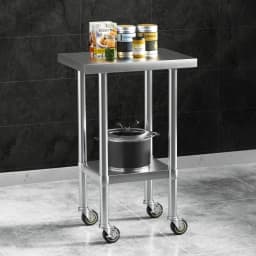 Stainless Steel Kitchen Work Bench with Wheels 61x46cm Heavy Duty Mobile Prep Table