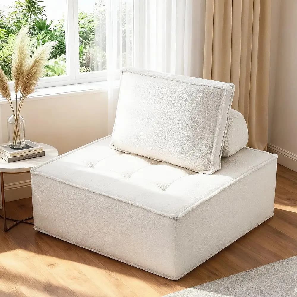 Floor Sofa Lounge Chair with Pillow Adjustable Foldable Tatami Floor Seat Soft Cushioned Backrest Indoor Reading Relaxation Chair Compact Living Room Bedroom Seating